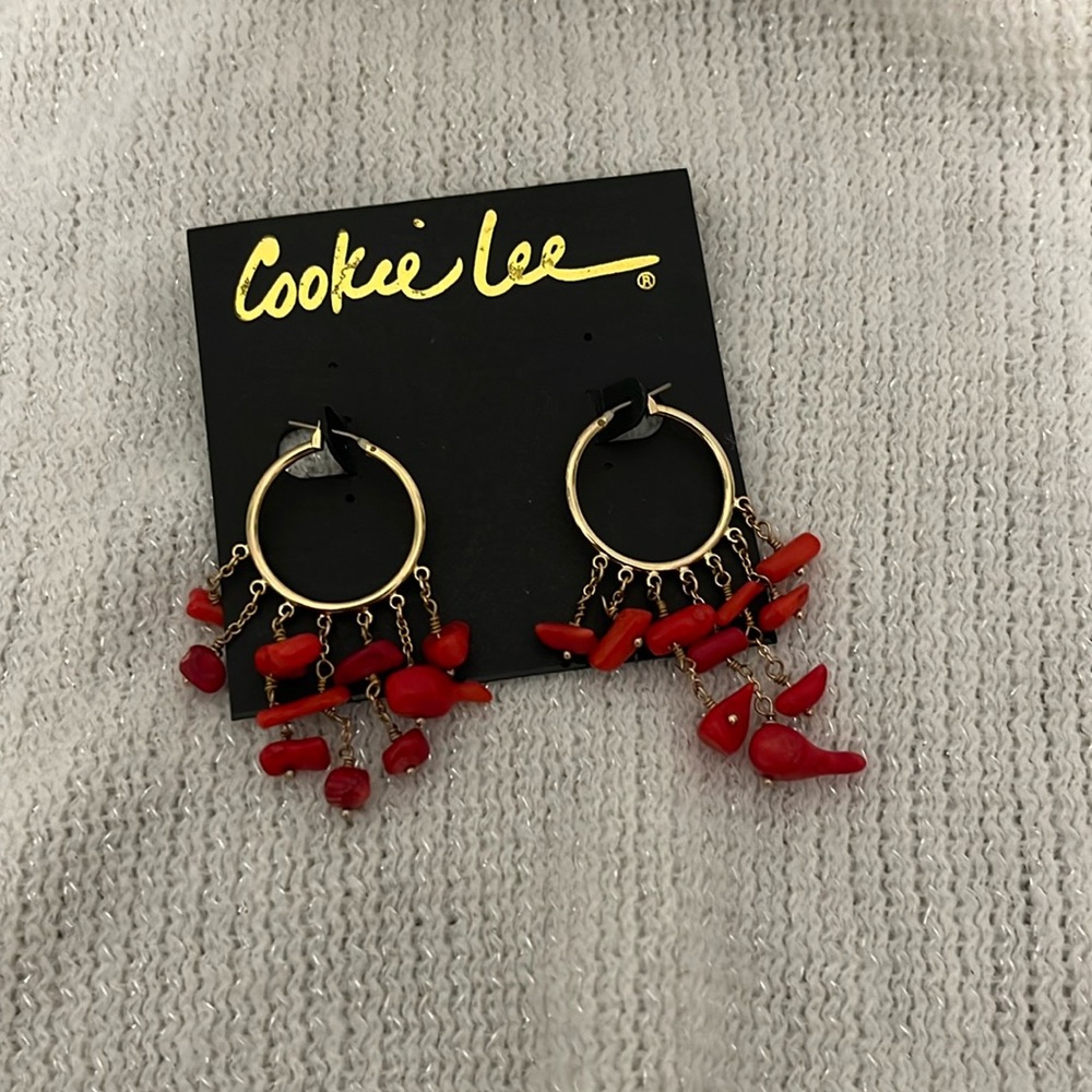 Cookie Lee Red Coral Earrings